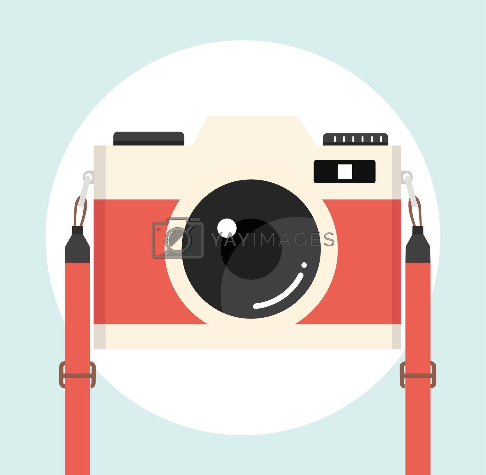 Royalty free image of Retro camera  style colors background. camera with strap by focus_bell