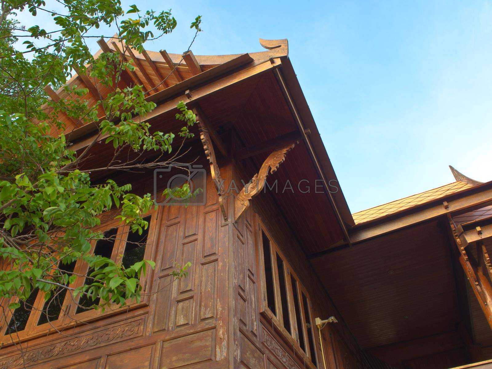 Thai style Wooden House in the countryside