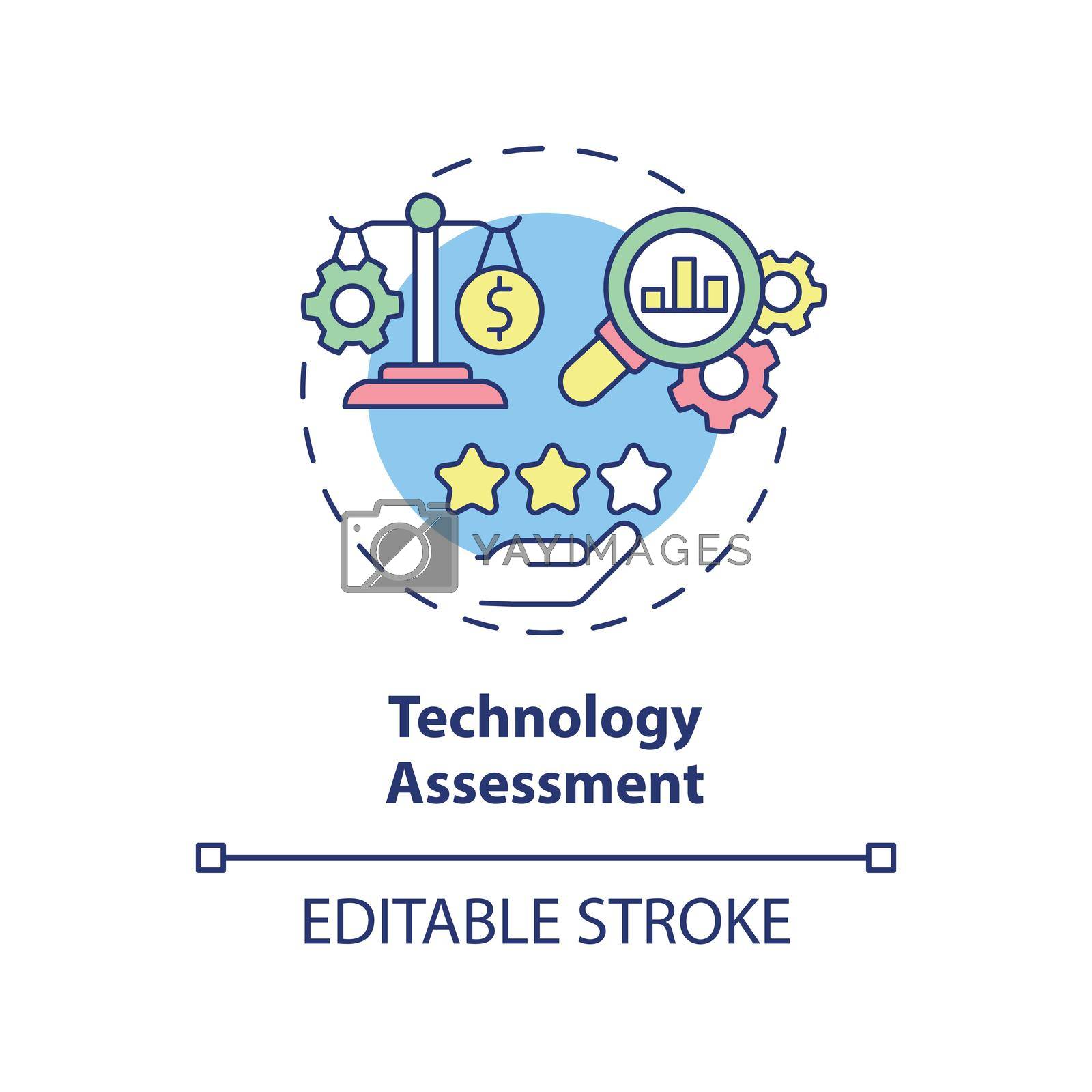 Technology assessment concept icon. Development strategy. Tool of industrial ecology abstract idea thin line illustration. Isolated outline drawing. Editable stroke. Arial, Myriad Pro-Bold fonts used