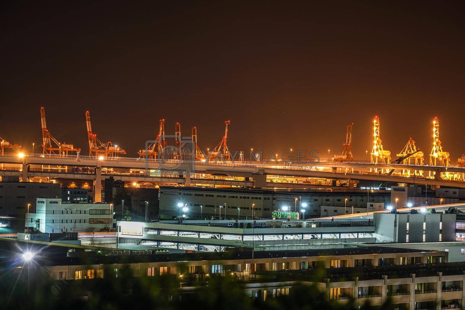 Royalty free image of Industrial zone seen from the hill park of the harbor by kanzilyou