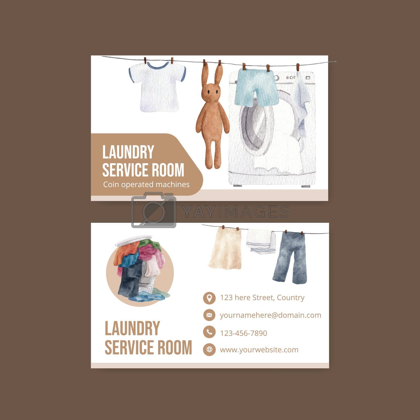 Royalty free image of Name card template with laundry day concept,watercolor style by Photographeeasia