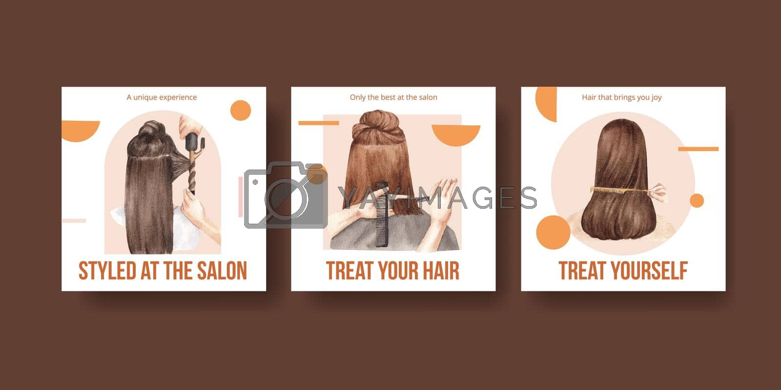Banner template with salon hair beauty concept,watercolor style
