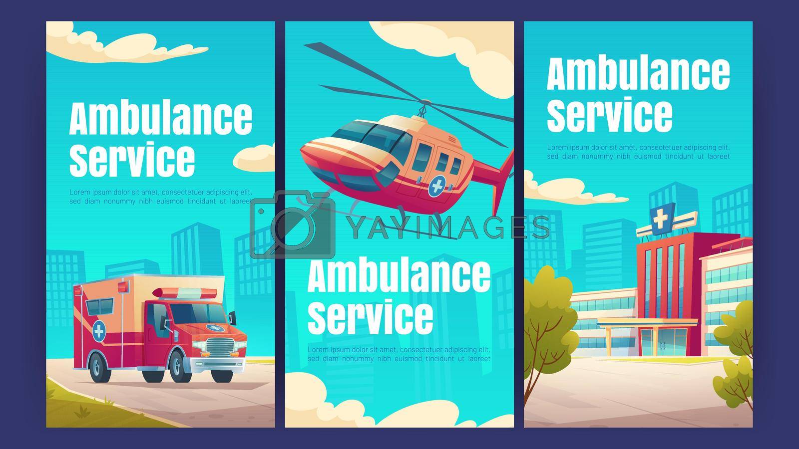 Royalty free image of Ambulance service with hospital, van, helicopter by vectorart