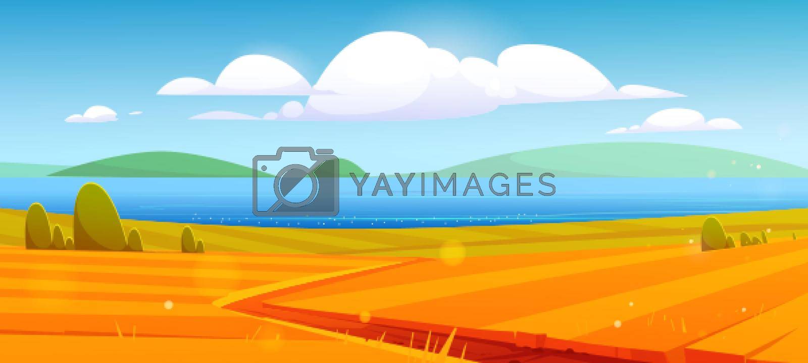 Royalty free image of Autumn nature landscape, rural dirt road, field by vectorart