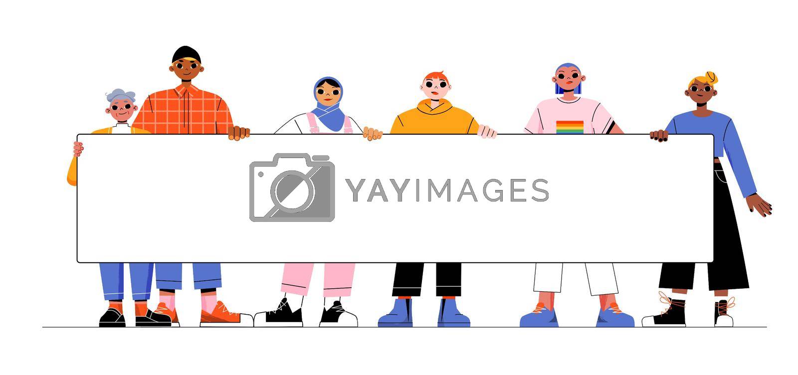 Royalty free image of Diverse people holding empty banner, characters by vectorart
