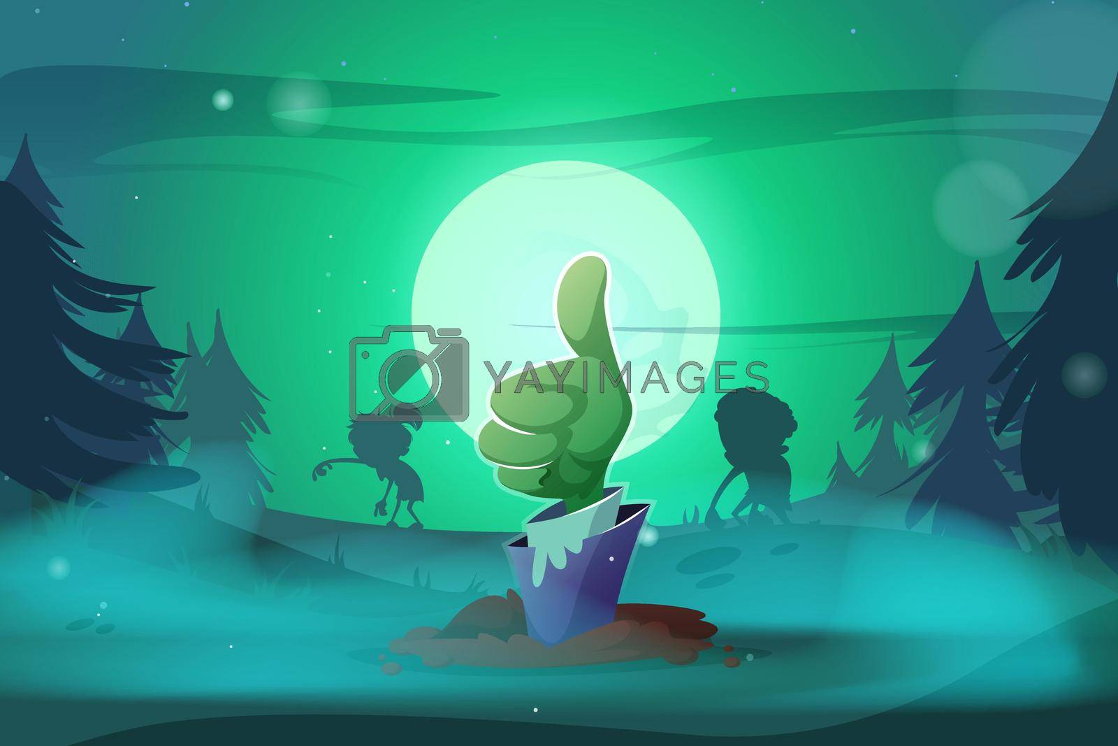 Royalty free image of Creepy Halloween illustration with zombie by vectorart