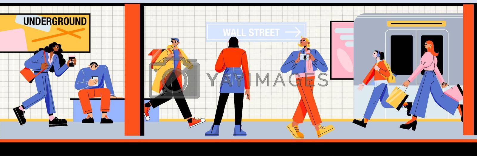 Royalty free image of People at subway platform, train metro station by vectorart