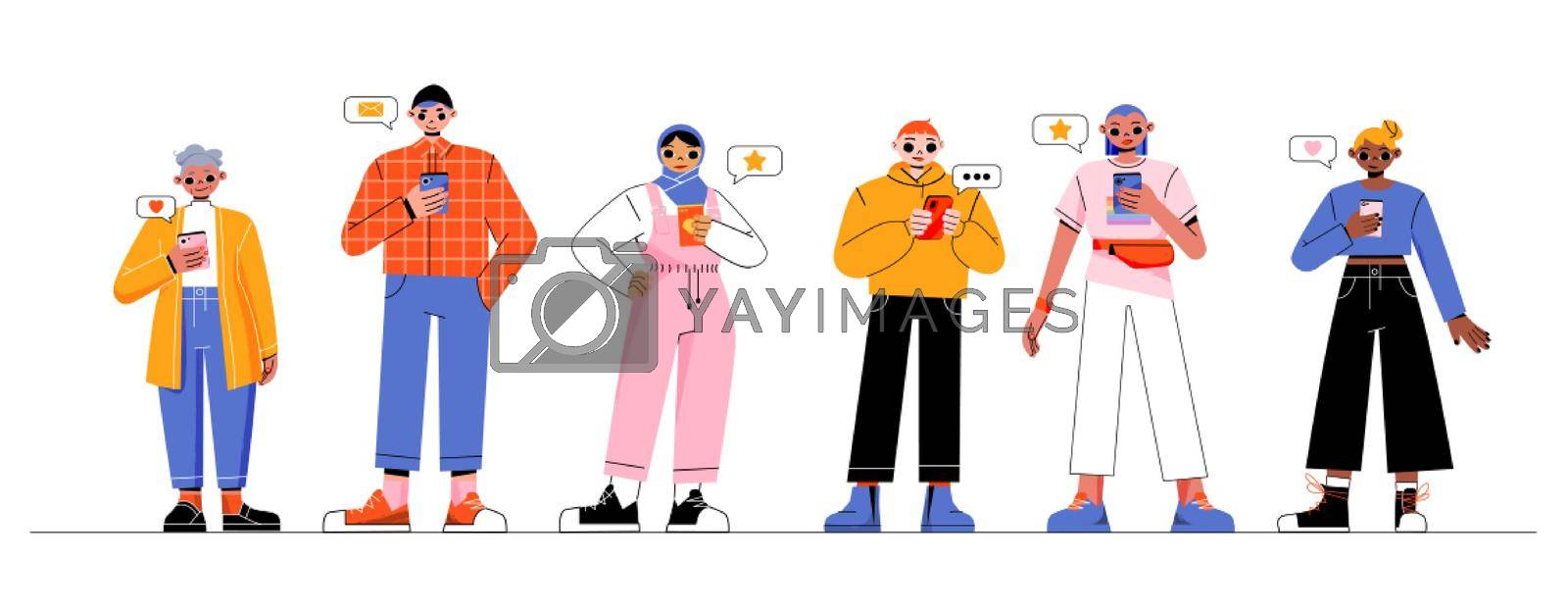 Royalty free image of Diverse people use mobile phone by vectorart