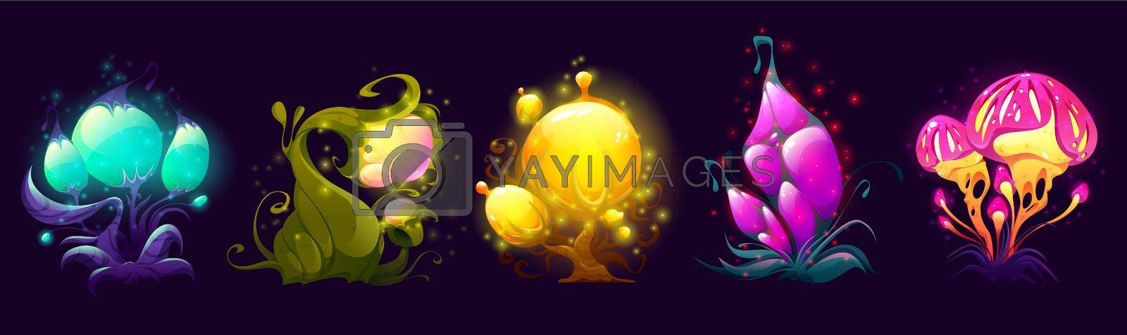 Royalty free image of Fantasy flowers, trees, and mushrooms alien plants by vectorart