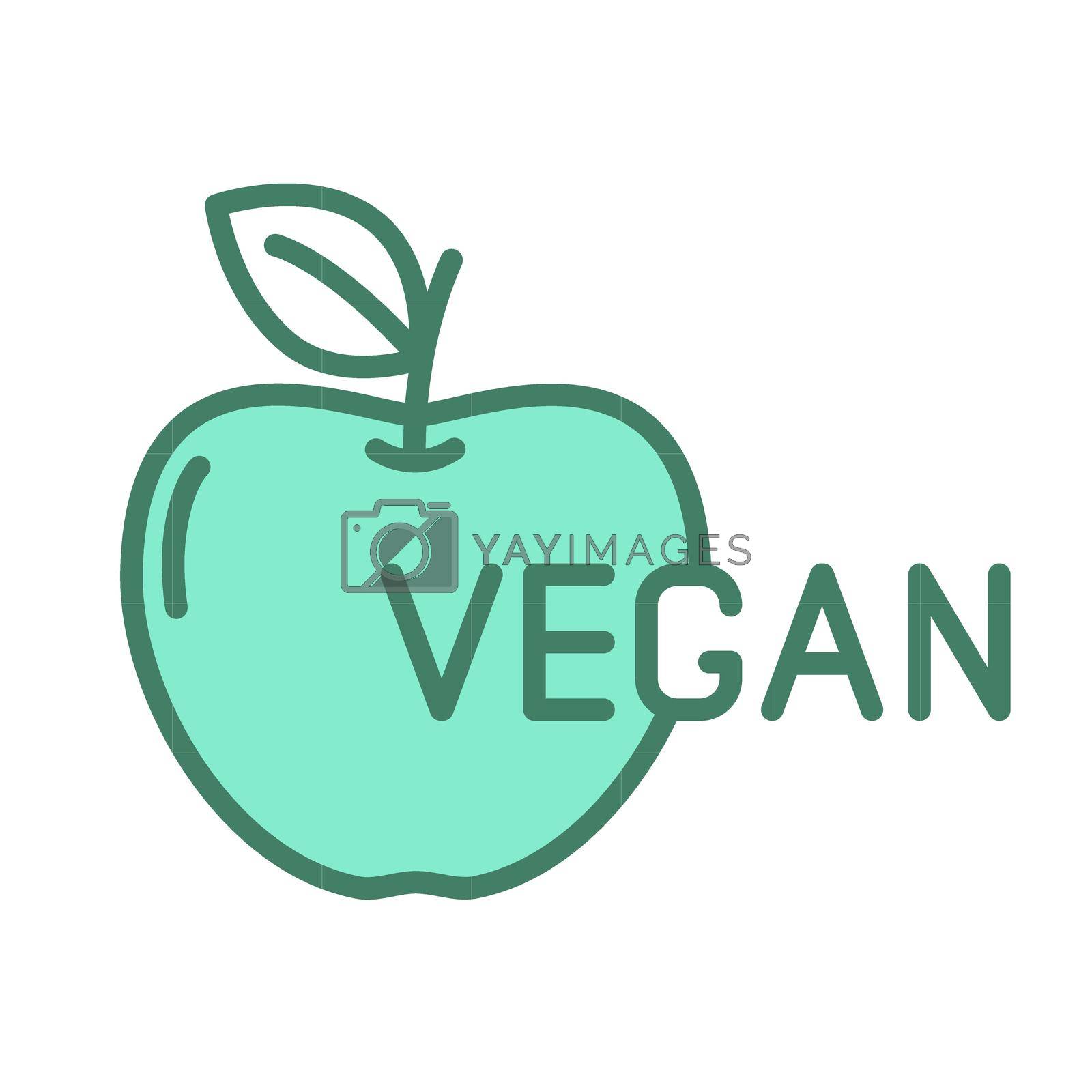 Royalty free image of vegan line vector icon in two colors isolated on white background. vegan friendly green icon for web design, ui, mobile apps and print by govindamadhava108