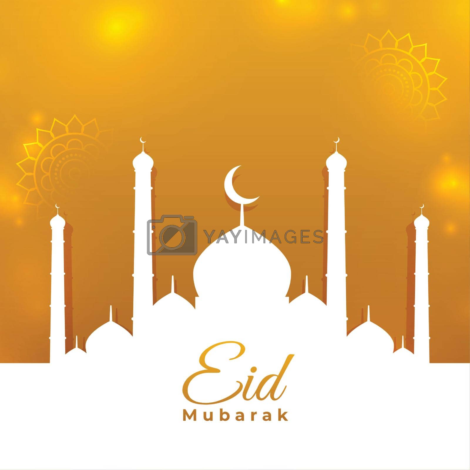 flat eid mubarak celebration background with mosque design