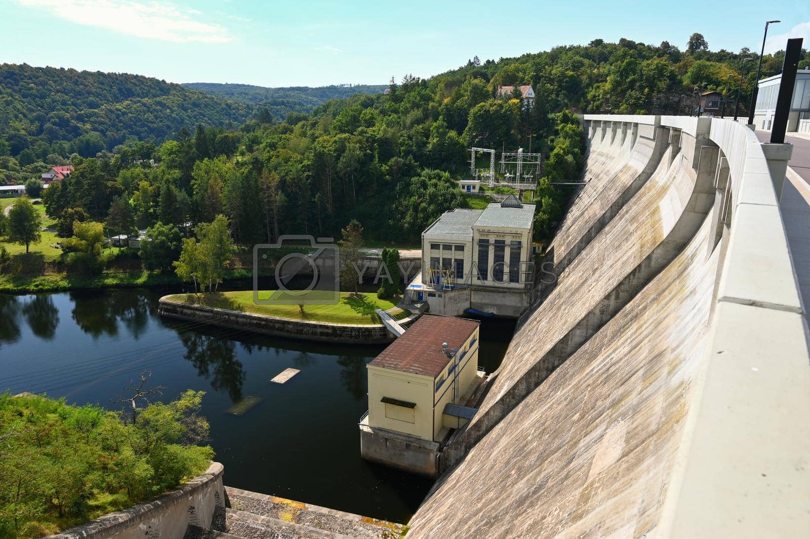 Royalty free image of Water dam Vir-Czech Republic-Europe. Reservoir of drinking water and hydraulic power plant. by Montypeter