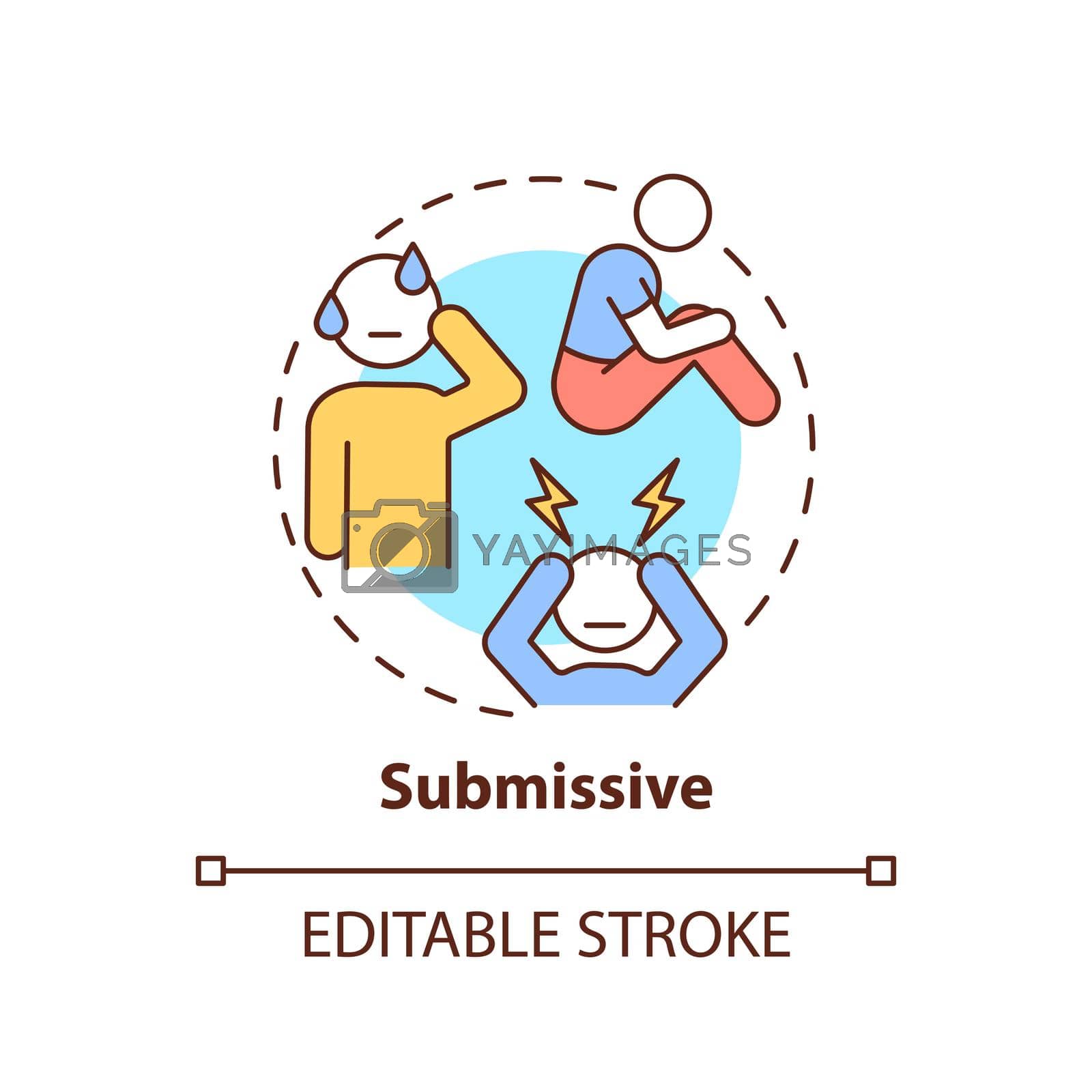 Submissive concept icon. Communication style abstract idea thin line illustration. Pleasing other people. Avoid conflicts. Isolated outline drawing. Editable stroke. Arial, Myriad Pro-Bold fonts used