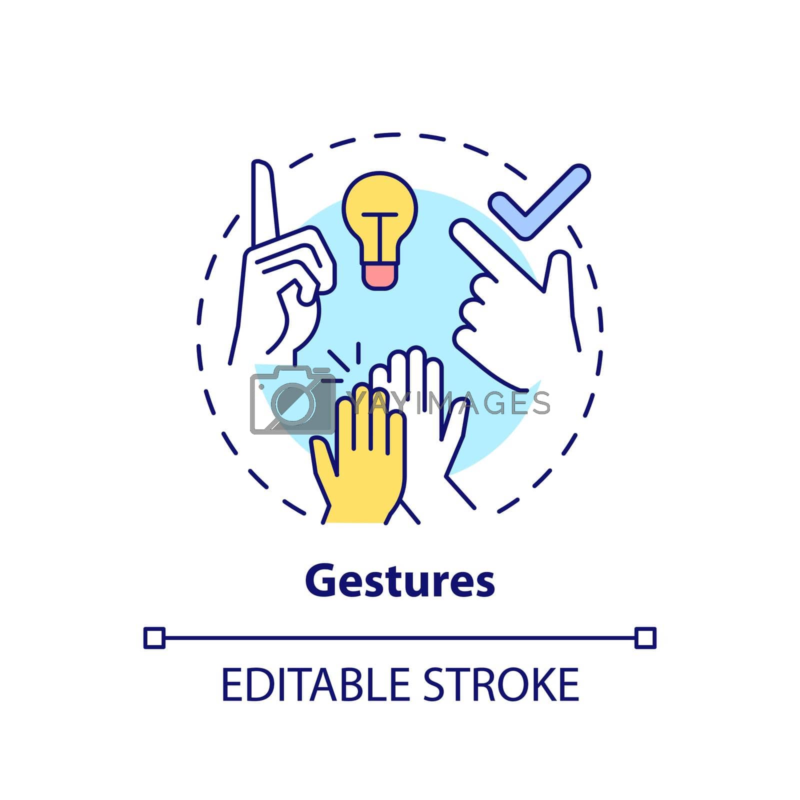 Gestures concept icon. Nonverbal communication example abstract idea thin line illustration. Emphasizing aspects of speech. Isolated outline drawing. Editable stroke. Arial, Myriad Pro-Bold fonts used