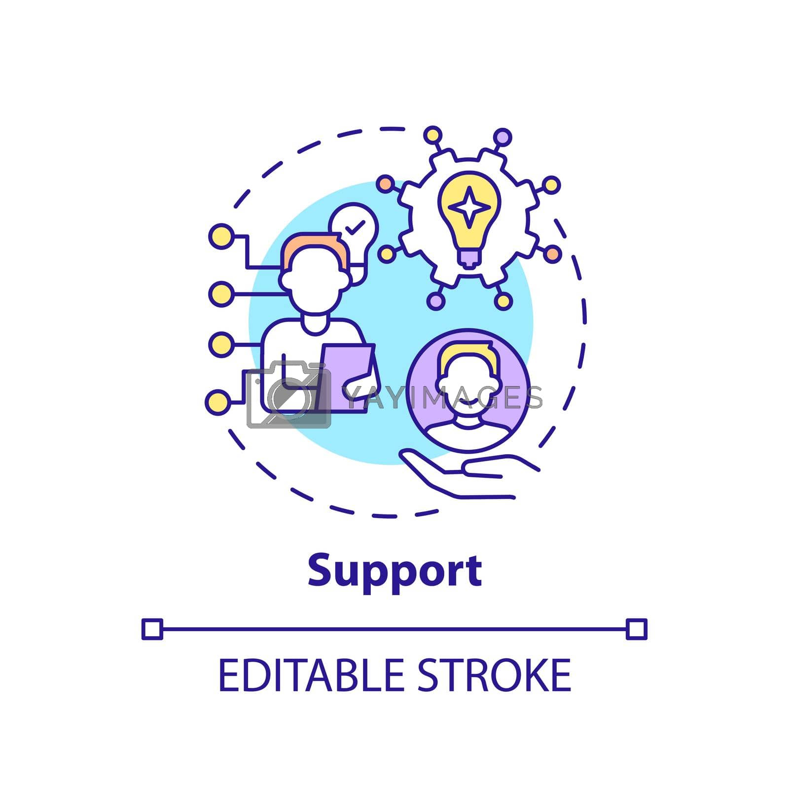 Support concept icon. Innovation management essential abstract idea thin line illustration. Strategic orientation. Isolated outline drawing. Editable stroke. Arial, Myriad Pro-Bold fonts used