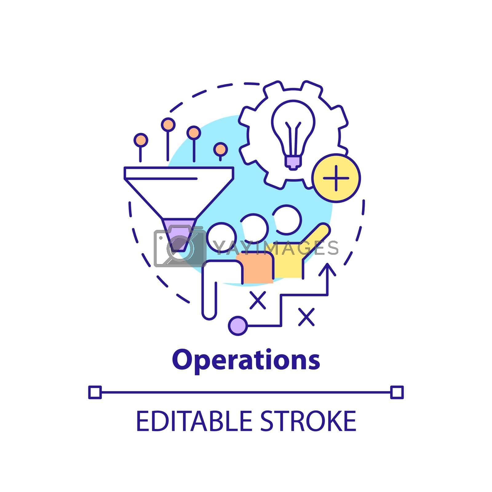 Operations concept icon. Innovation management key element abstract idea thin line illustration. Innovative activities. Isolated outline drawing. Editable stroke. Arial, Myriad Pro-Bold fonts used