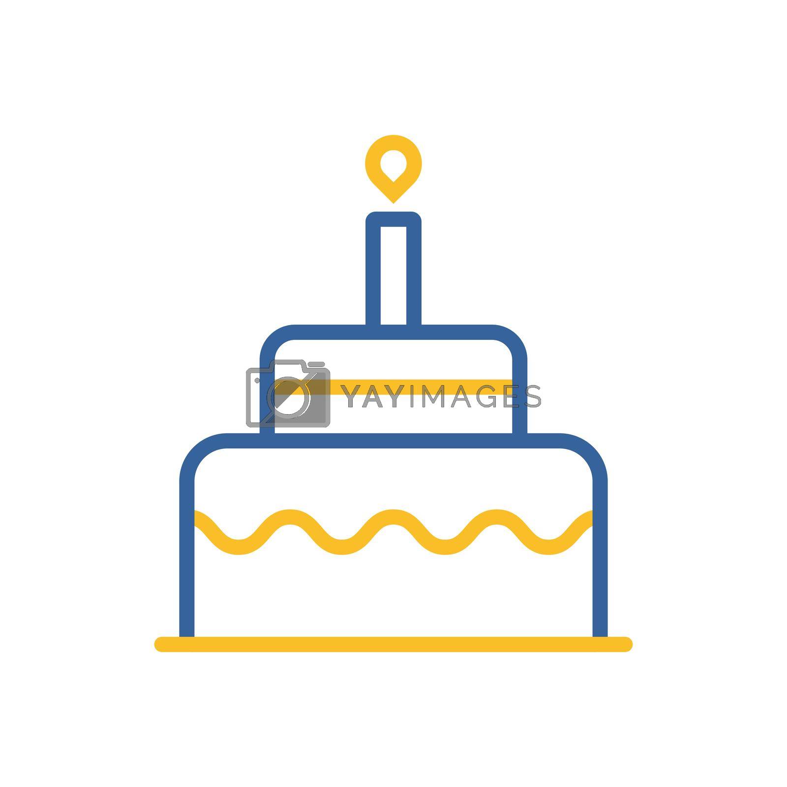 Birthday cake vector isolated icon. Graph symbol for children and newborn babies web site and apps design, logo, app, UI