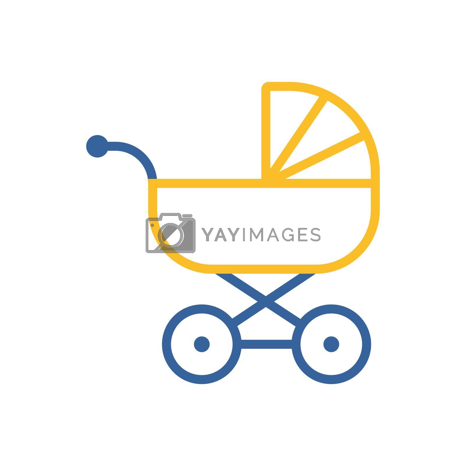 Stroller baby, carriage vector icon. Graph symbol for children and newborn babies web site and apps design, logo, app, UI