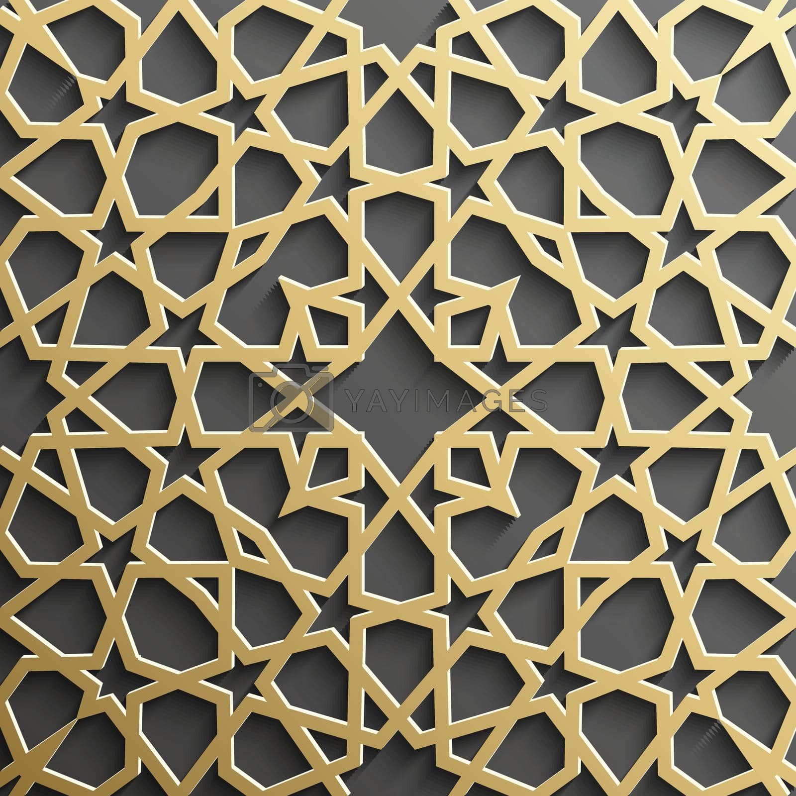 Royalty free image of Background with gold seamless pattern on black backgroud in islamic style. by DmytroRazinkov