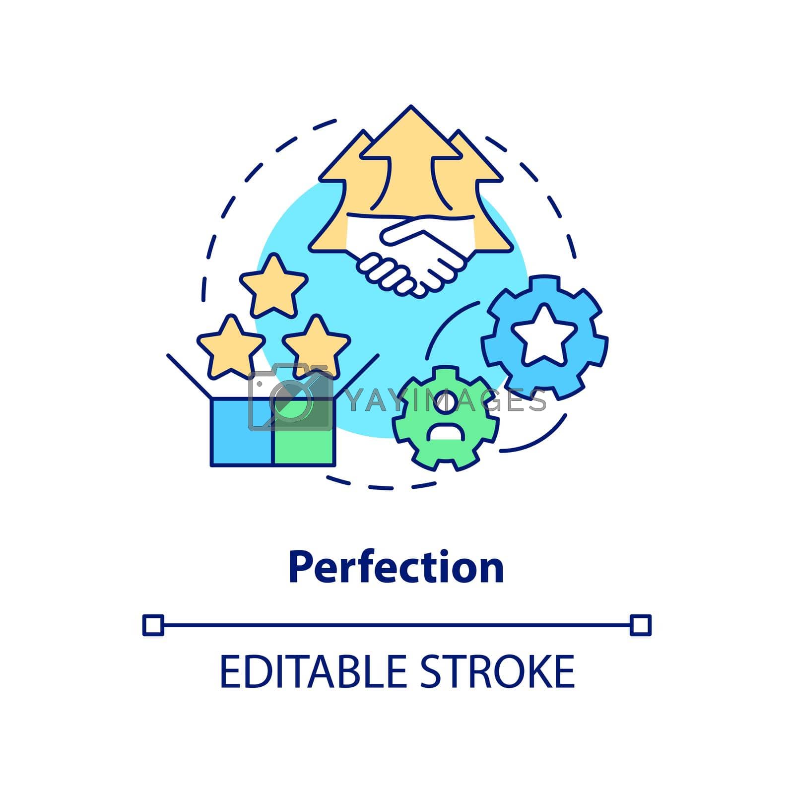 Perfection concept icon. Continuous production. Lean manufacturing key principle abstract idea thin line illustration. Isolated outline drawing. Editable stroke. Arial, Myriad Pro-Bold fonts used