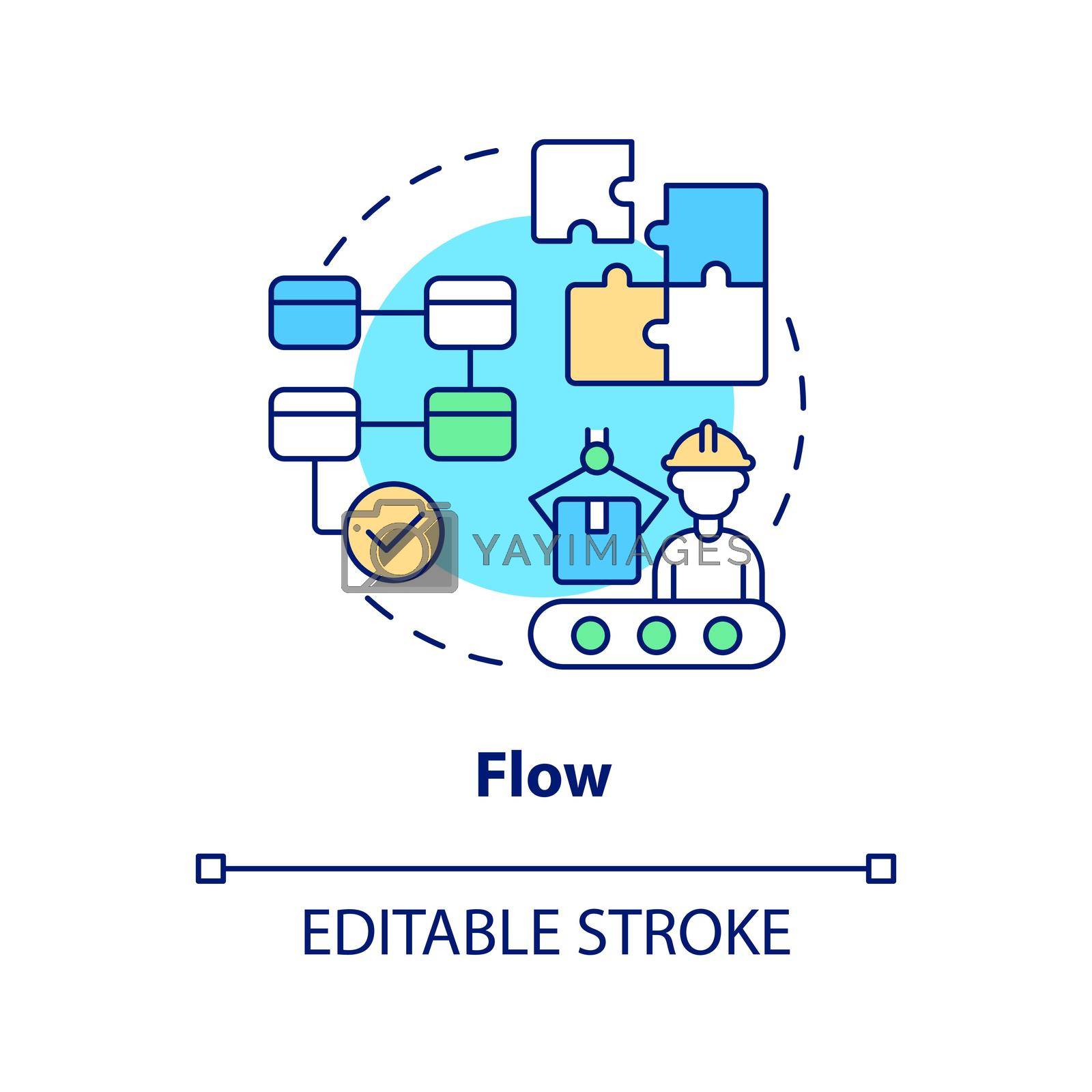 Flow concept icon. Production chain. Lean manufacturing key principle abstract idea thin line illustration. Isolated outline drawing. Editable stroke. Arial, Myriad Pro-Bold fonts used
