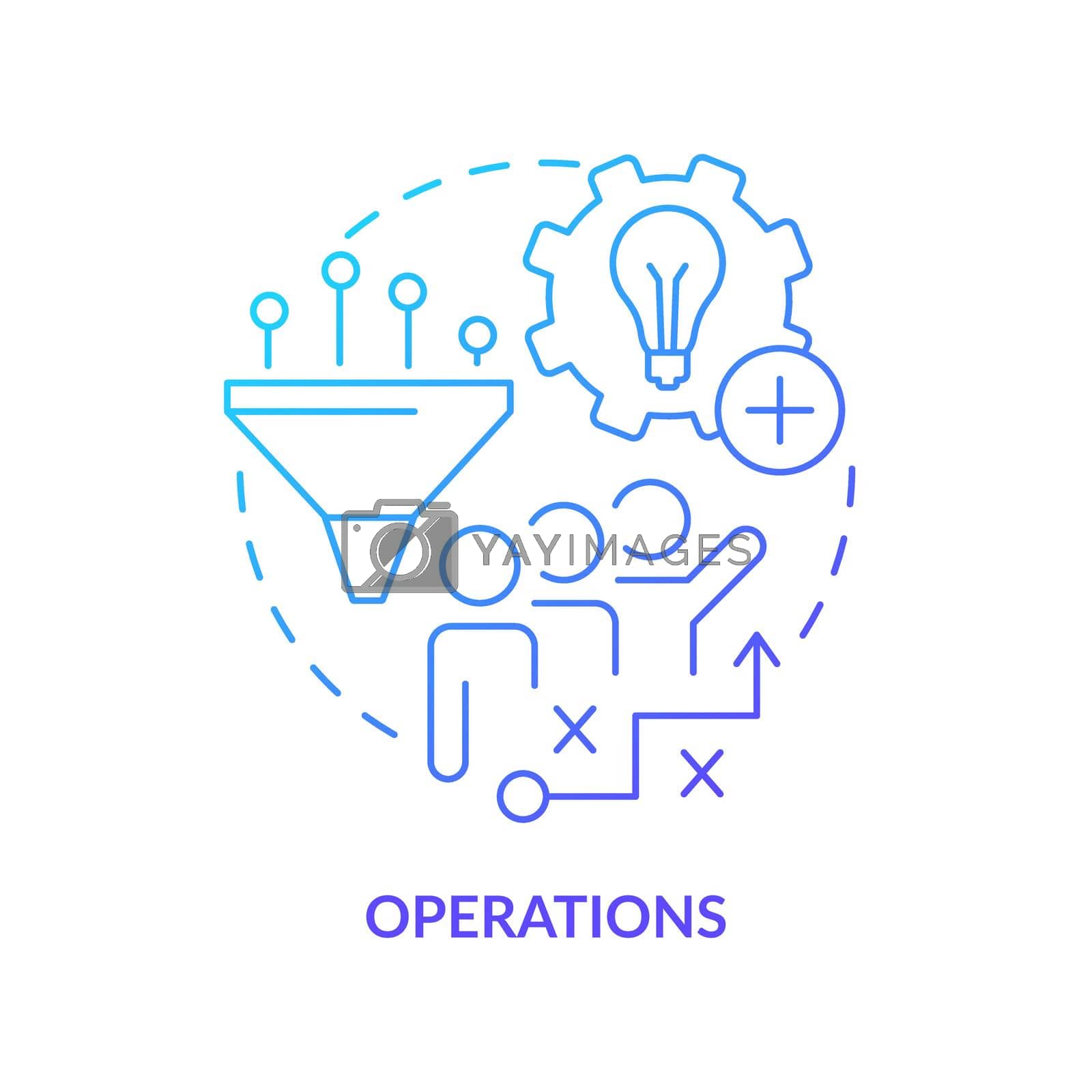 Operations blue gradient concept icon. Innovation management key element abstract idea thin line illustration. Innovative activities. Isolated outline drawing. Myriad Pro-Bold font used