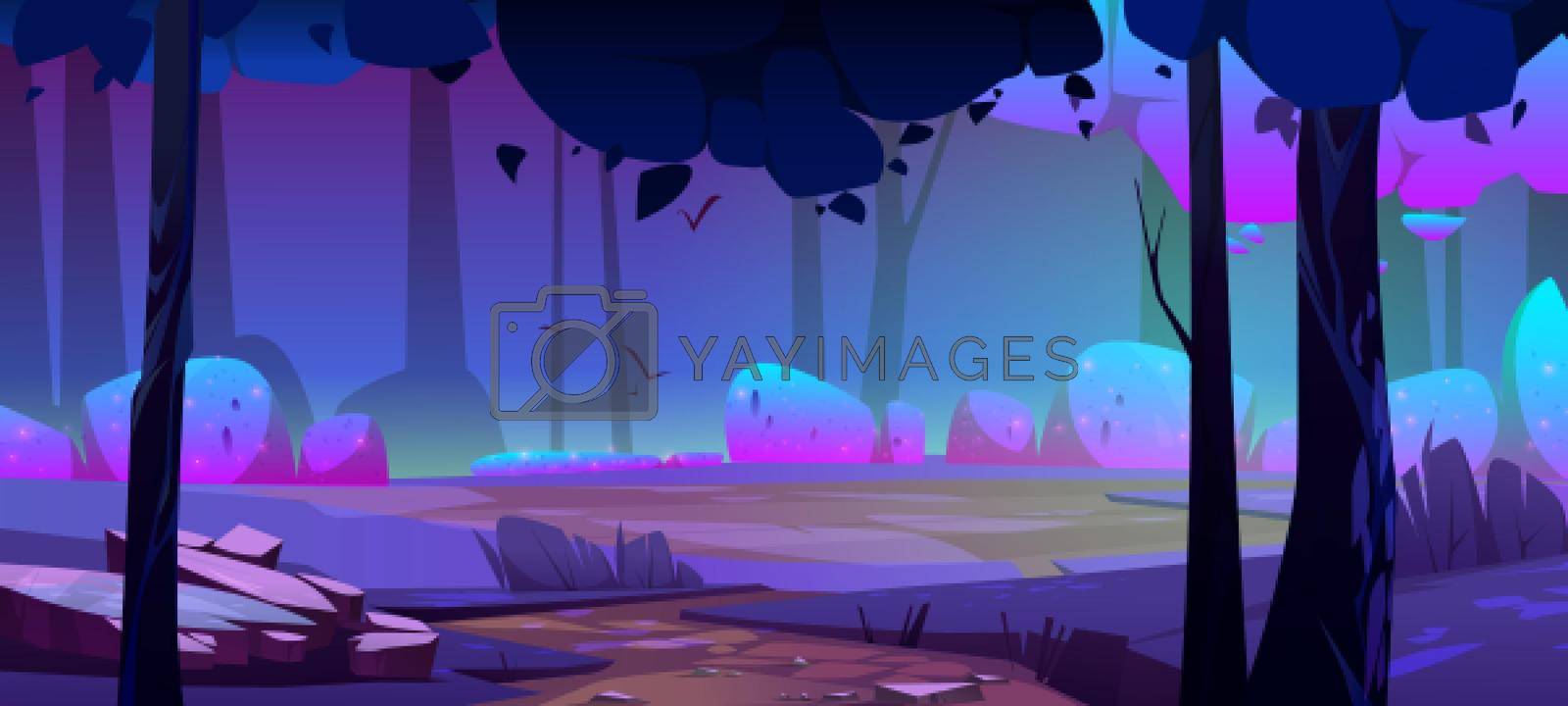 Royalty free image of Magic forest landscape with trees at night by vectorart