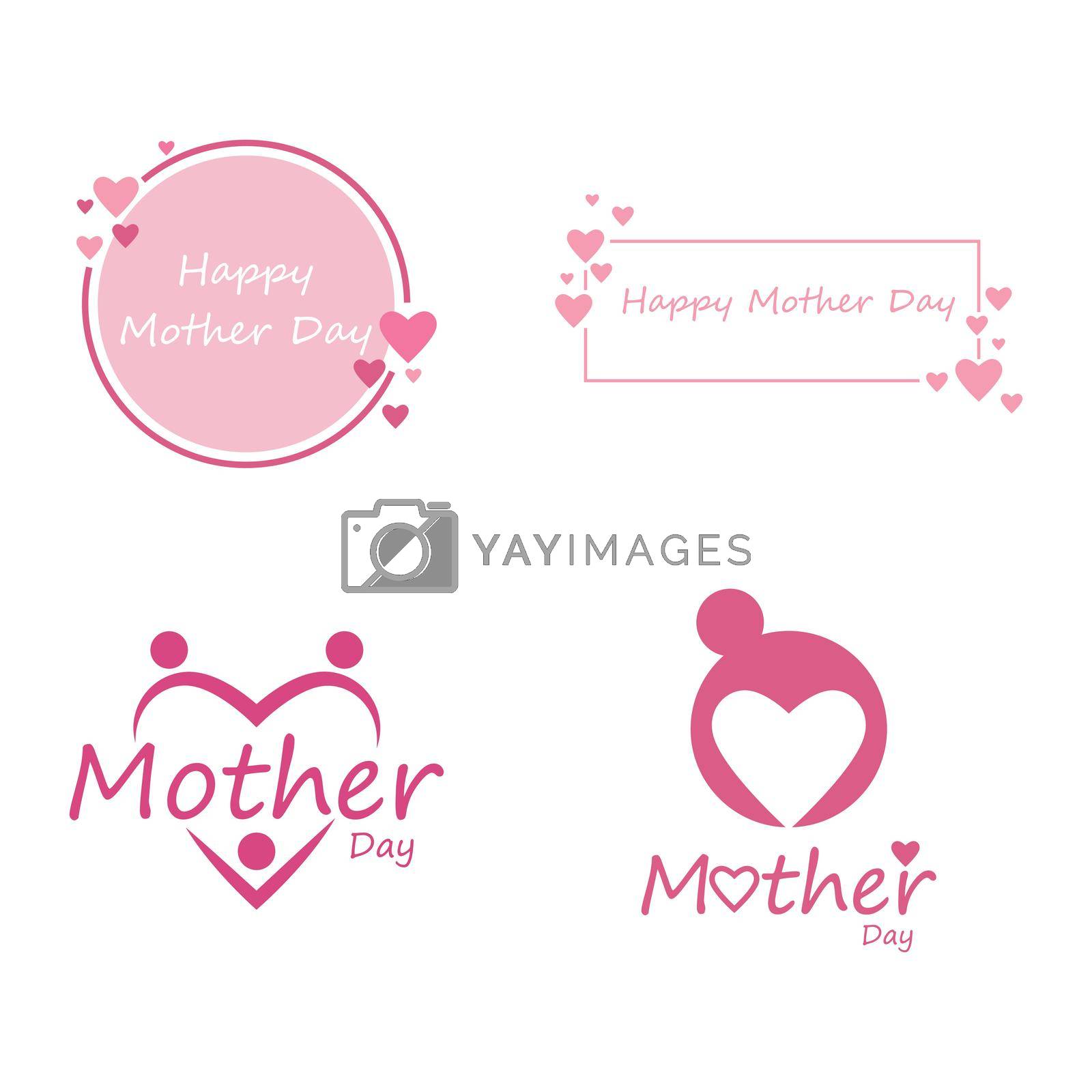 Happy mother's day postcard or logo vector flat design