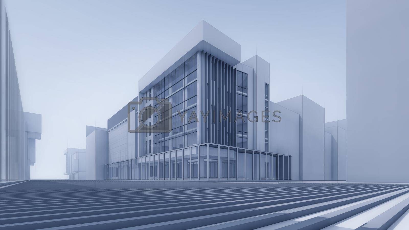 Royalty free image of 3D rendering illustration of corporate building by Arissuu1