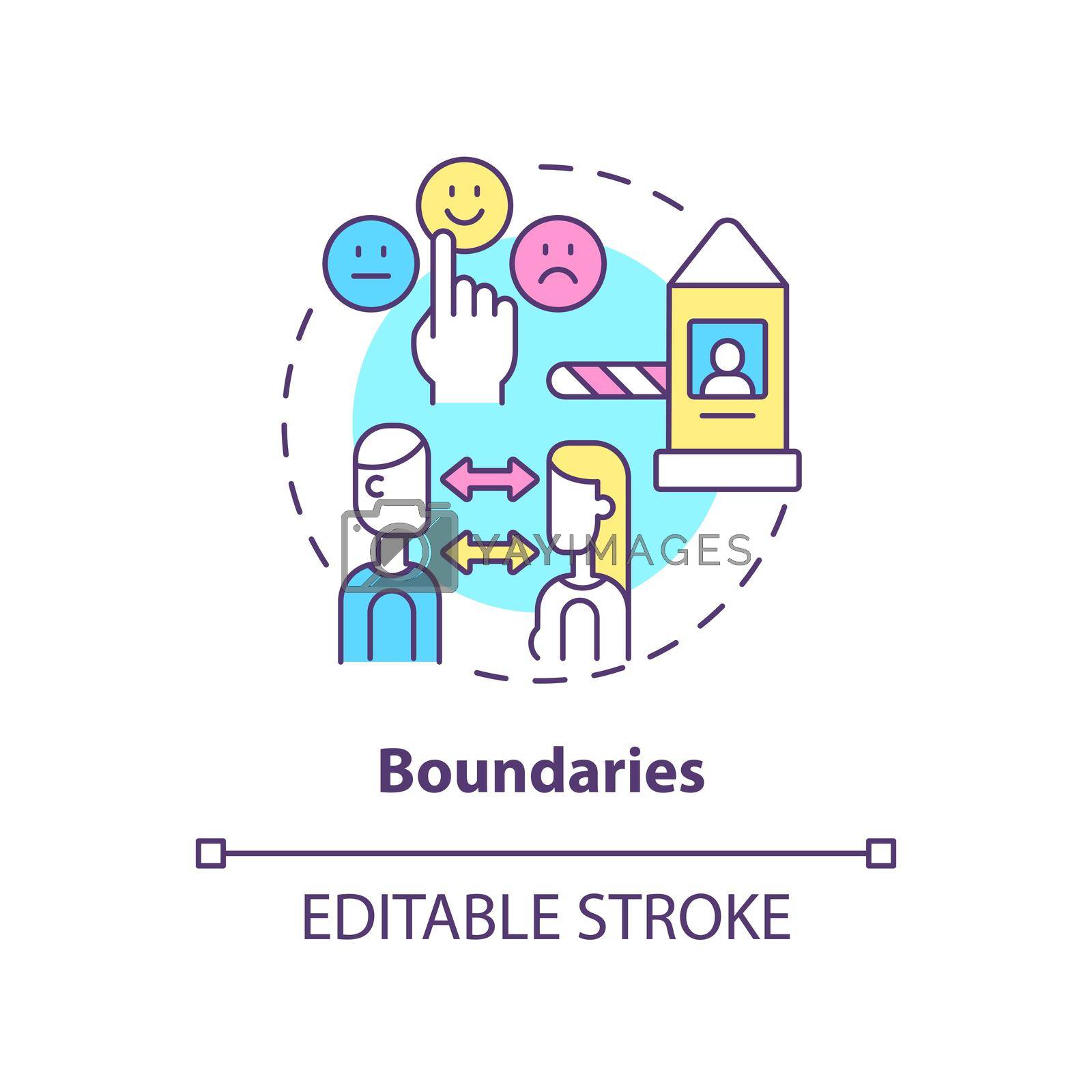 Boundaries concept icon. Foundation of healthy relationships abstract idea thin line illustration. Avoiding codependence. Isolated outline drawing. Editable stroke. Arial, Myriad Pro-Bold fonts used