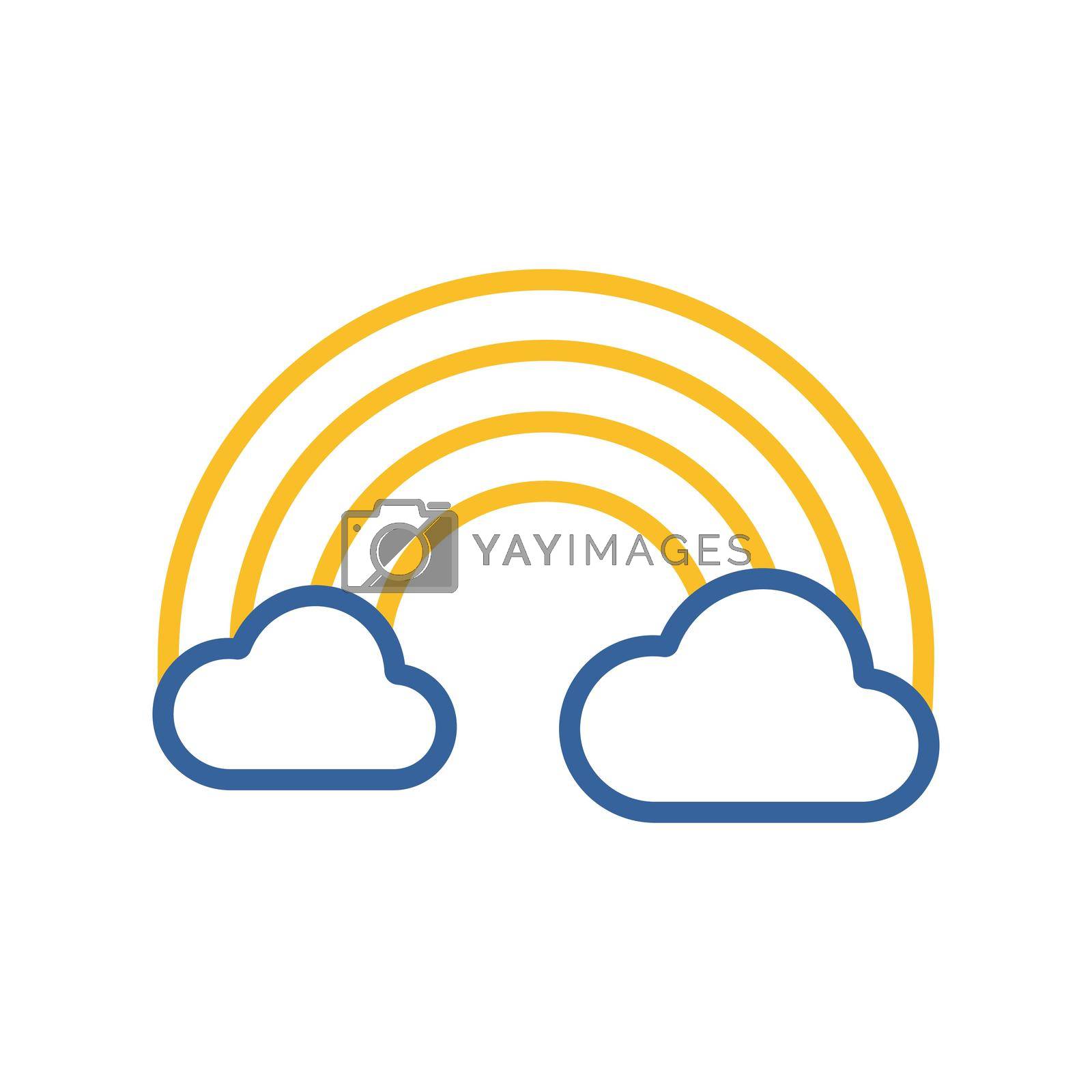 Rainbow and cloud isolated vector icon. Meteorology sign. Graph symbol for travel, tourism and weather web site and apps design, logo, app, UI