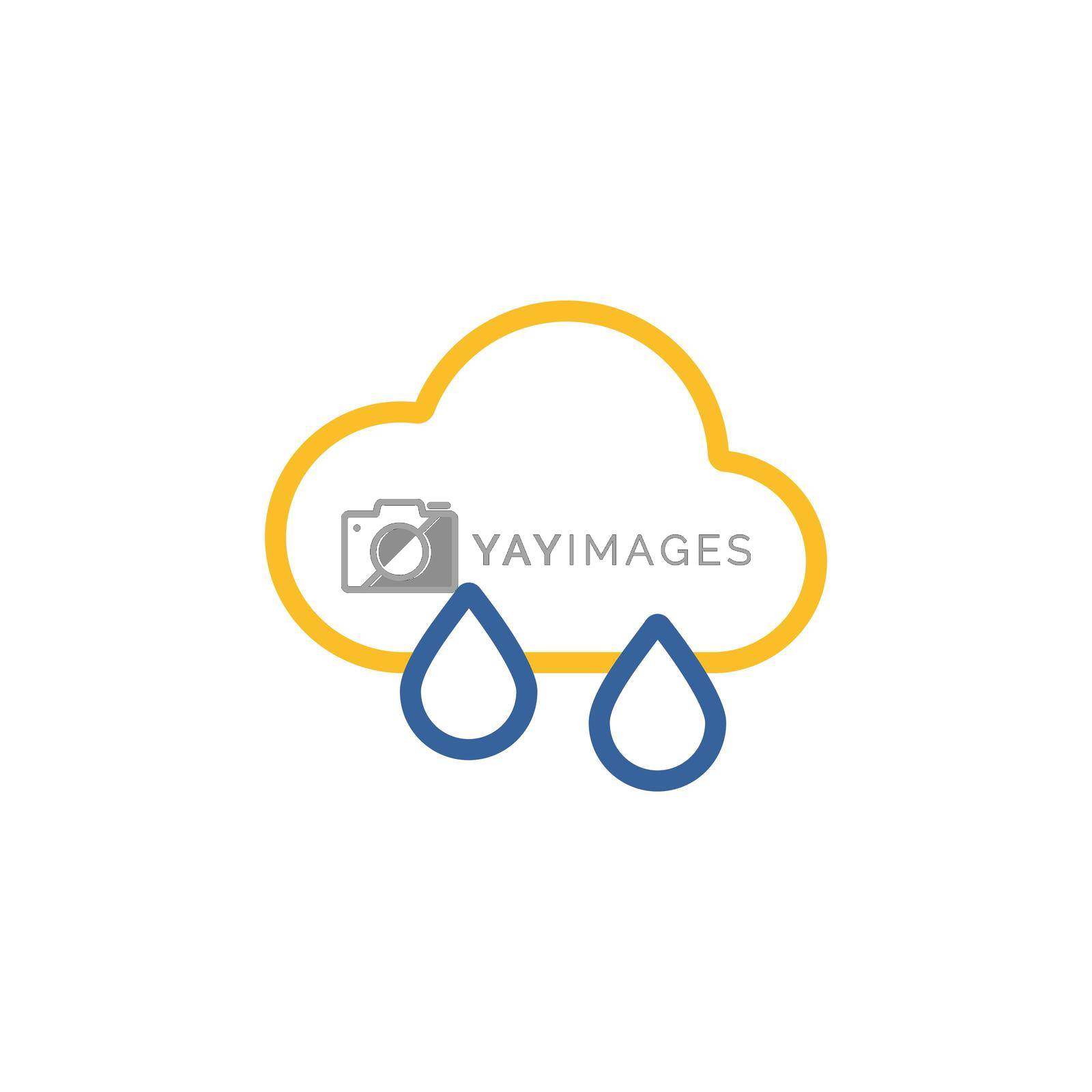 Raincloud with raindrops isolated vector icon. Meteorology sign. Graph symbol for travel, tourism and weather web site and apps design, logo, app, UI