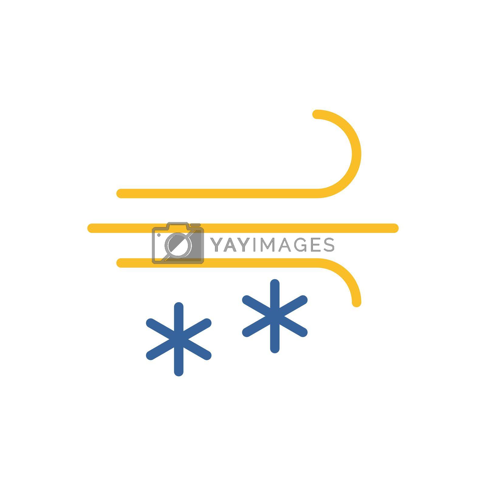 Wind snow snowstorm isolated vector icon. Meteorology sign. Graph symbol for travel, tourism and weather web site and apps design, logo, app, UI