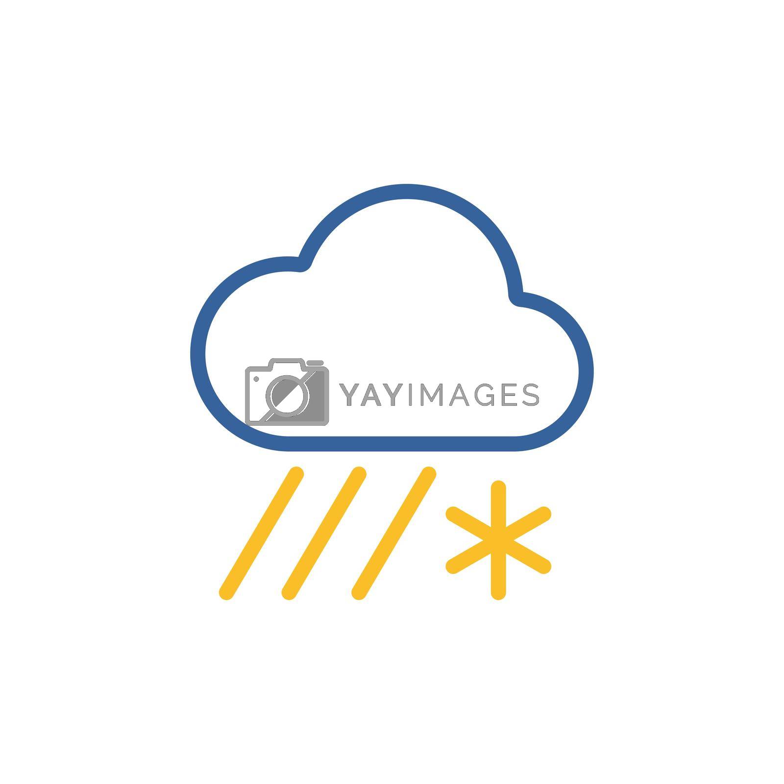Raincloud with snow isolated vector icon. Meteorology sign. Graph symbol for travel, tourism and weather web site and apps design, logo, app, UI