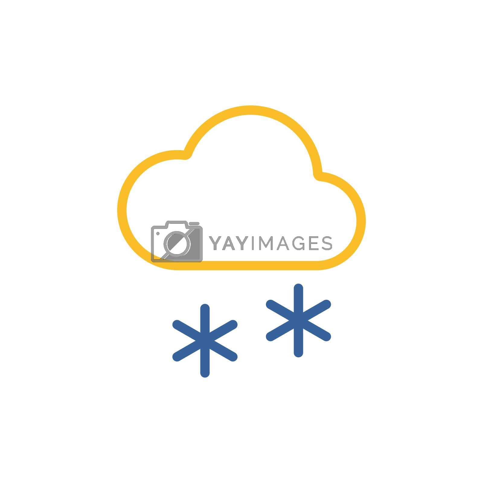 Cloud with snow isolated vector icon. Meteorology sign. Graph symbol for travel, tourism and weather web site and apps design, logo, app, UI