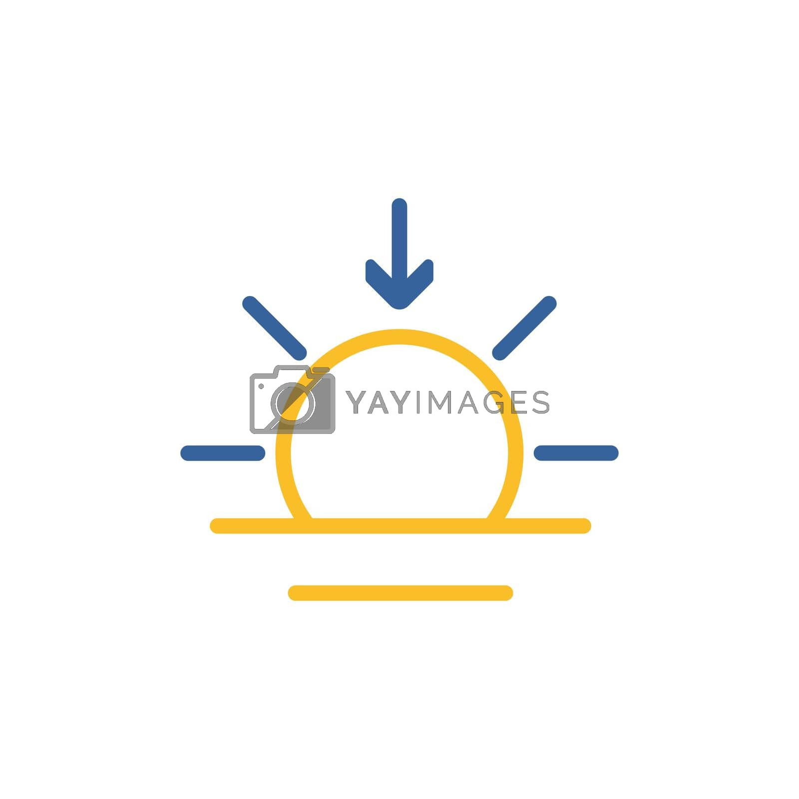 Sunset isolated vector icon. Meteorology sign. Graph symbol for travel, tourism and weather web site and apps design, logo, app, UI