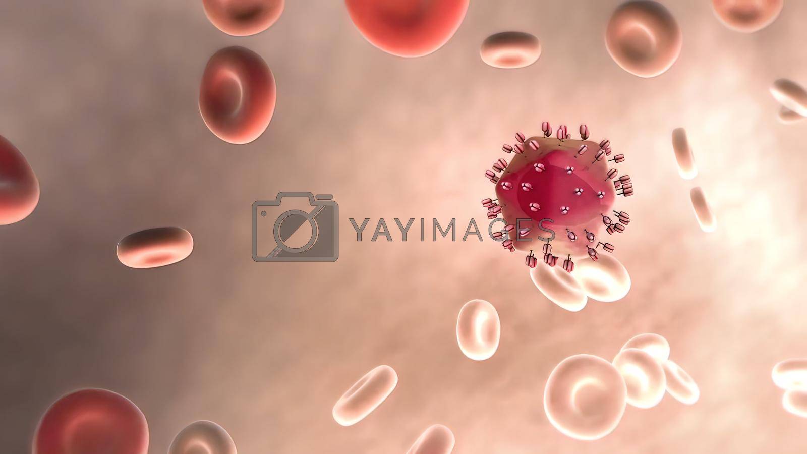 Royalty free image of The journey of the hepatitis A virus in the blood by creativepic