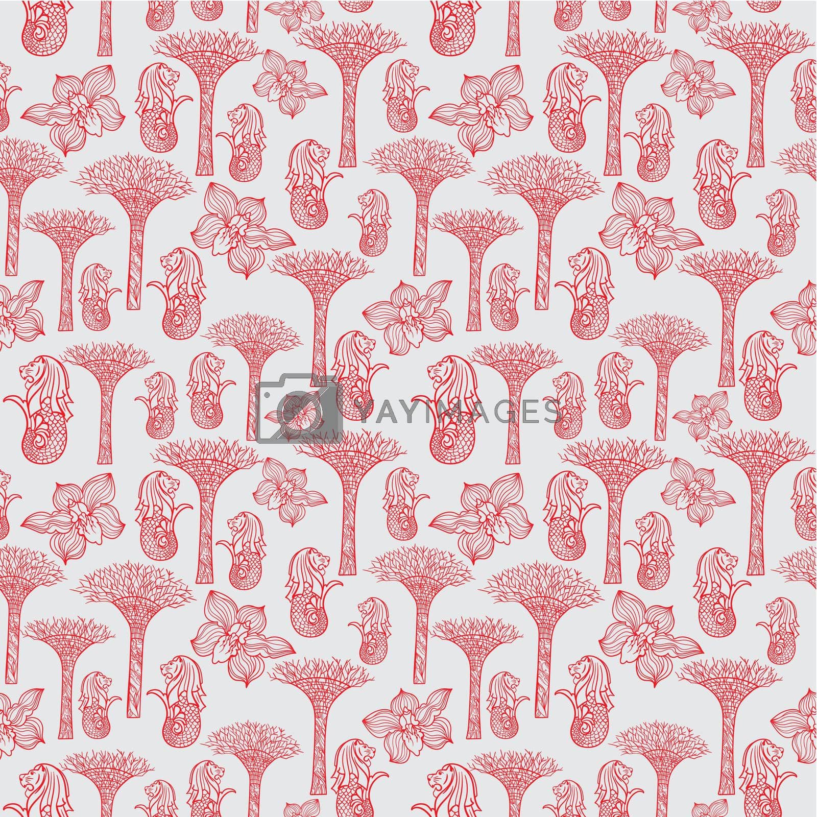 Royalty free image of Asia Travel Singapore Outline Sketch Vector Pattern by kisika