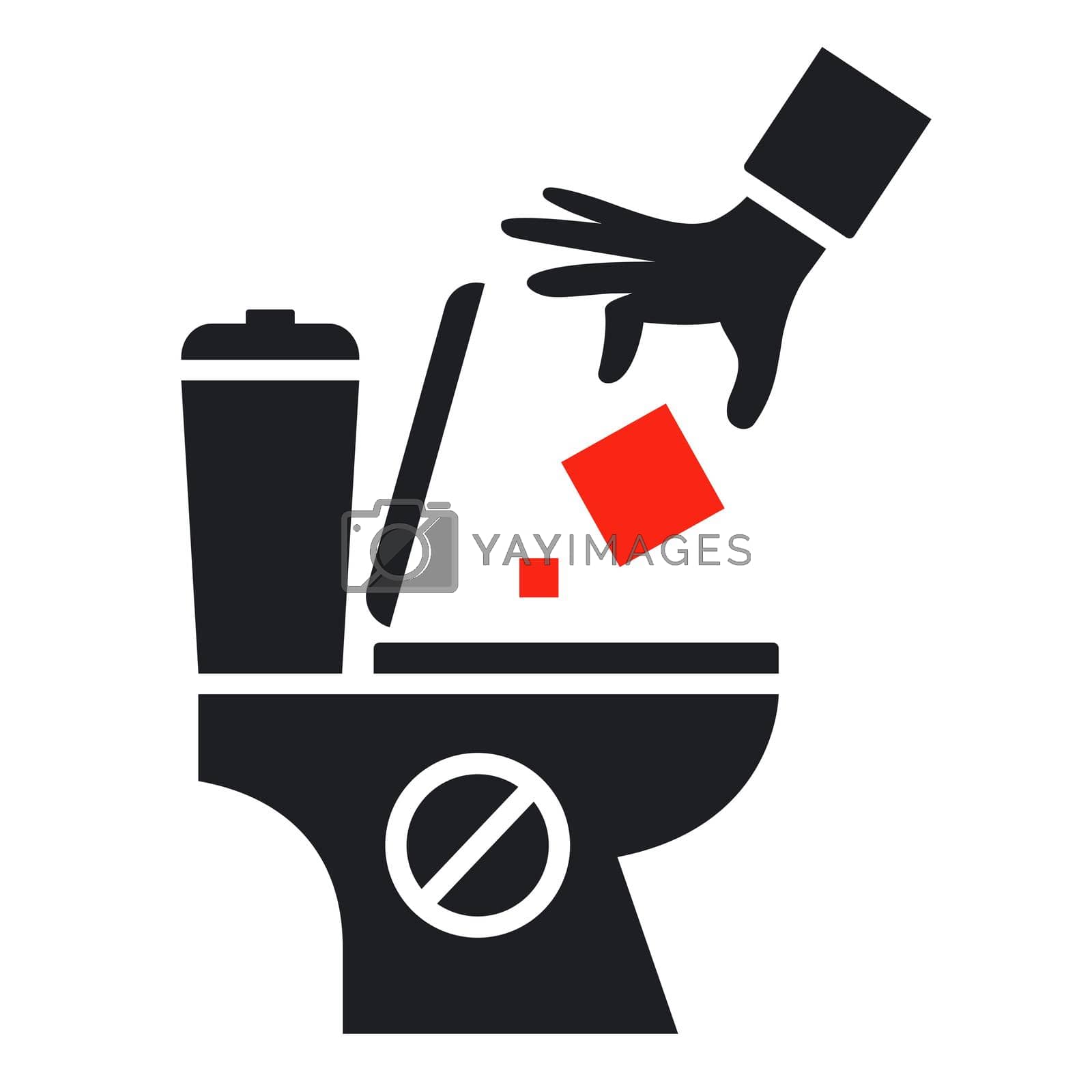 Royalty free image of throw household waste into the toilet. by PlutusART