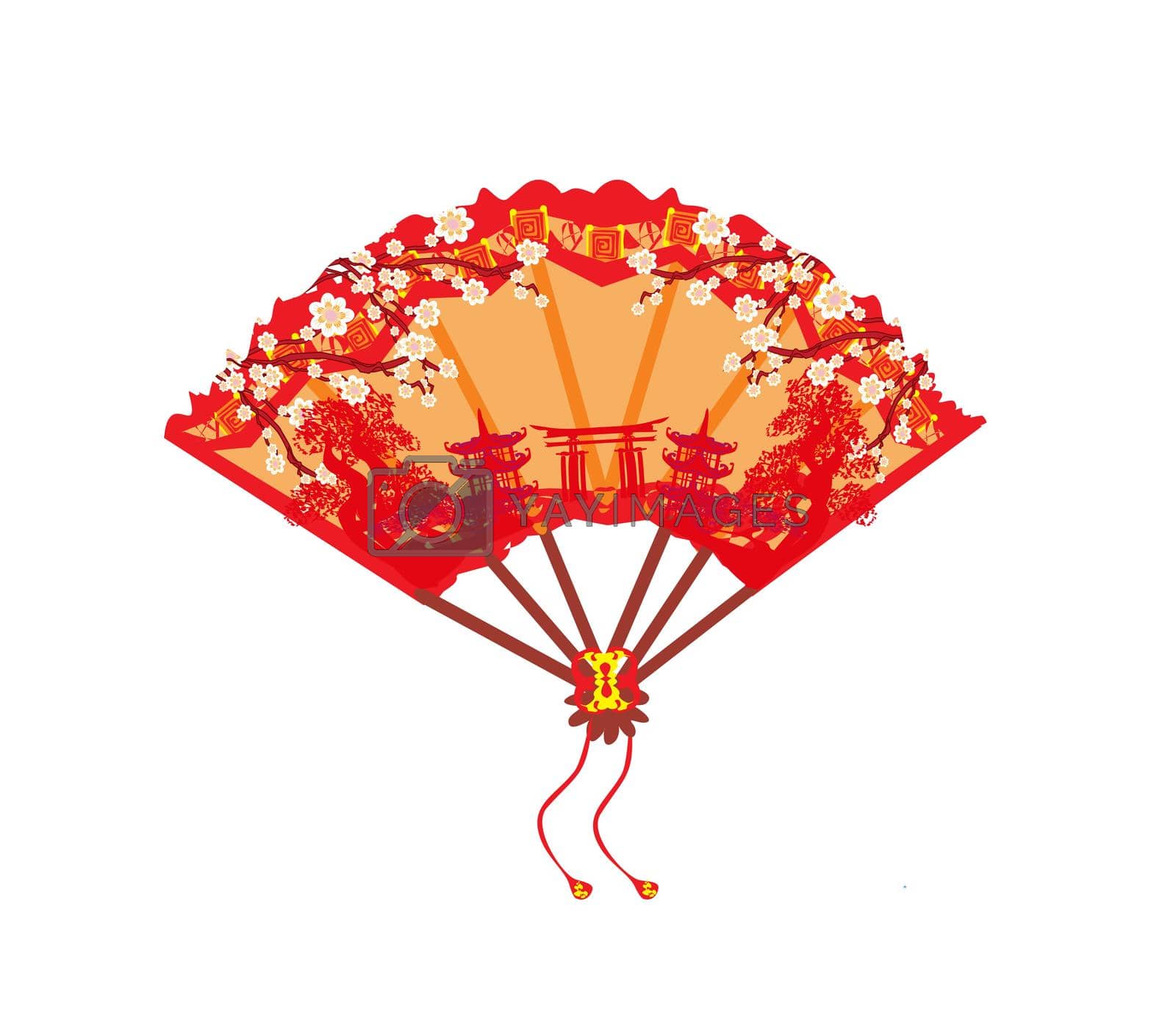 Royalty free image of Chinese landscape - fan by JackyBrown