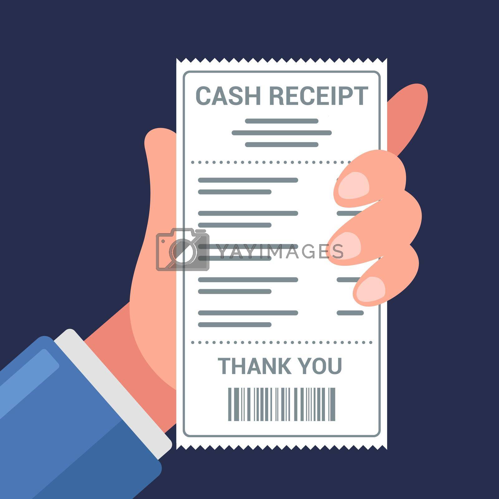 Royalty free image of hand holds a paper check from the store. checking the list of purchases made. by PlutusART