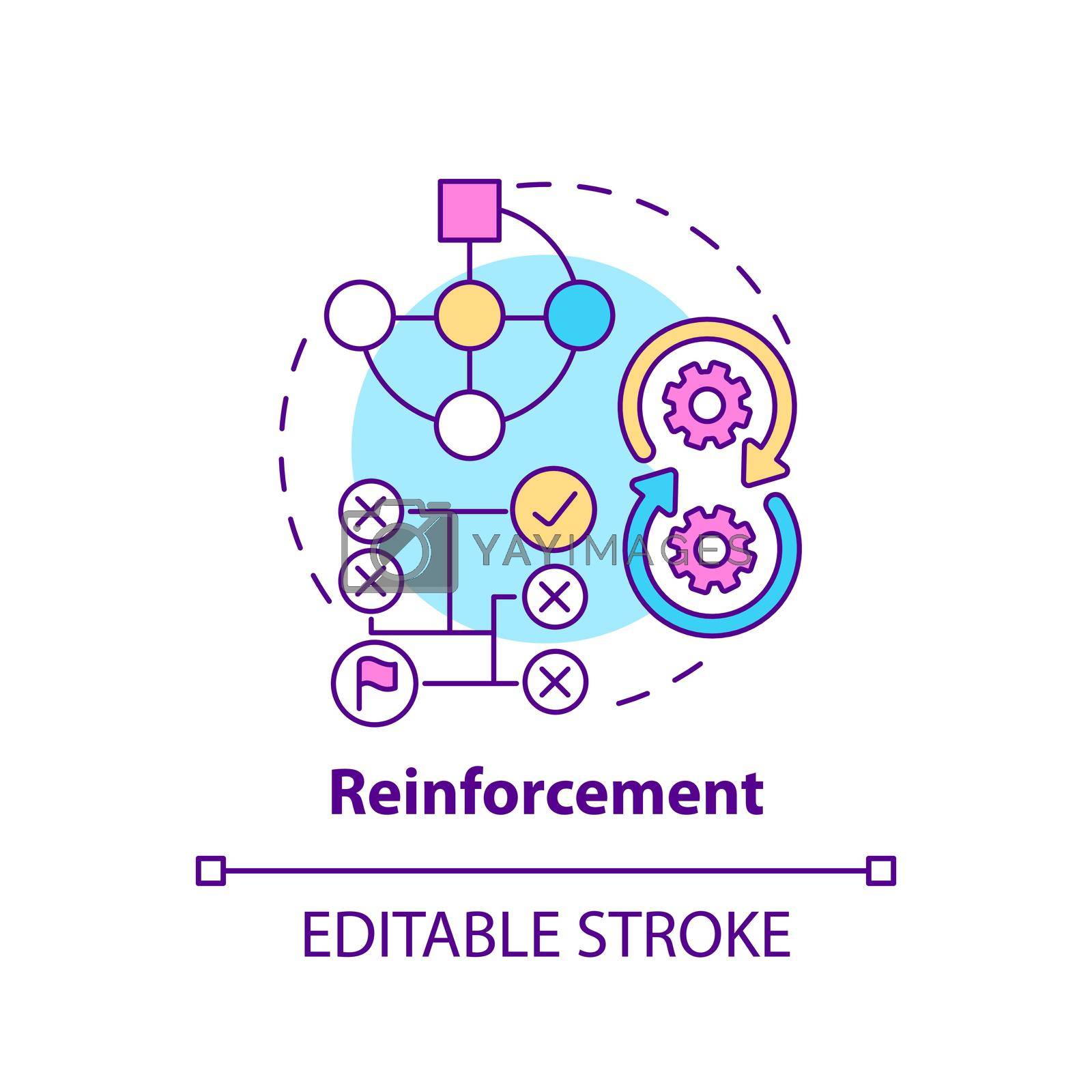Reinforcement concept icon. Interactive environment. Category of machine learning abstract idea thin line illustration. Isolated outline drawing. Editable stroke. Arial, Myriad Pro-Bold fonts used