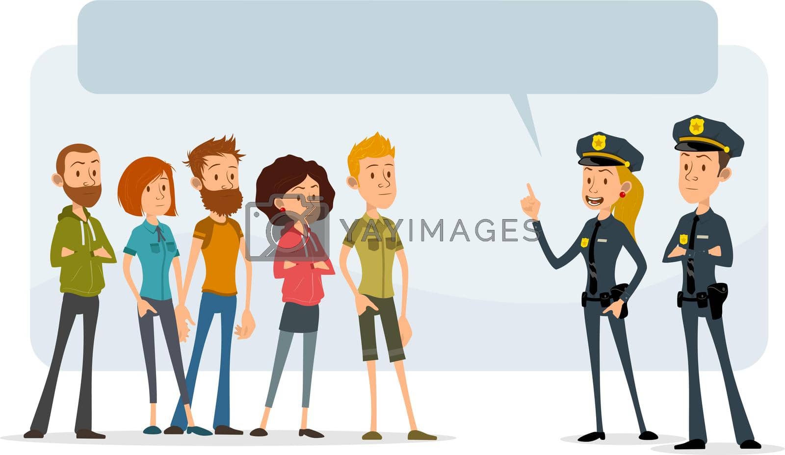 Royalty free image of Cartoon flat police officers and teens characters by GB_Art