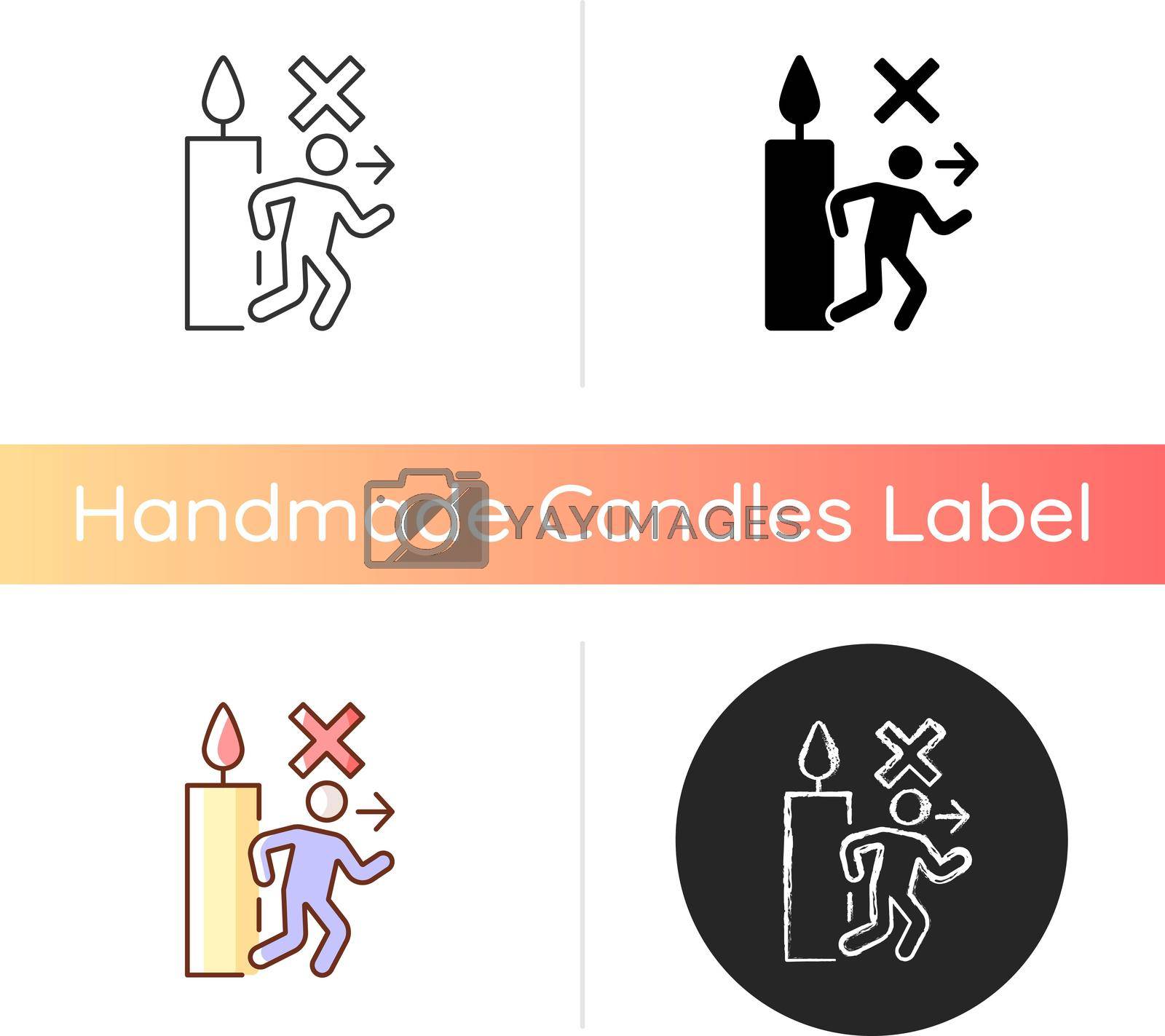 Royalty free image of Never leave burning candle manual label icon by bsd