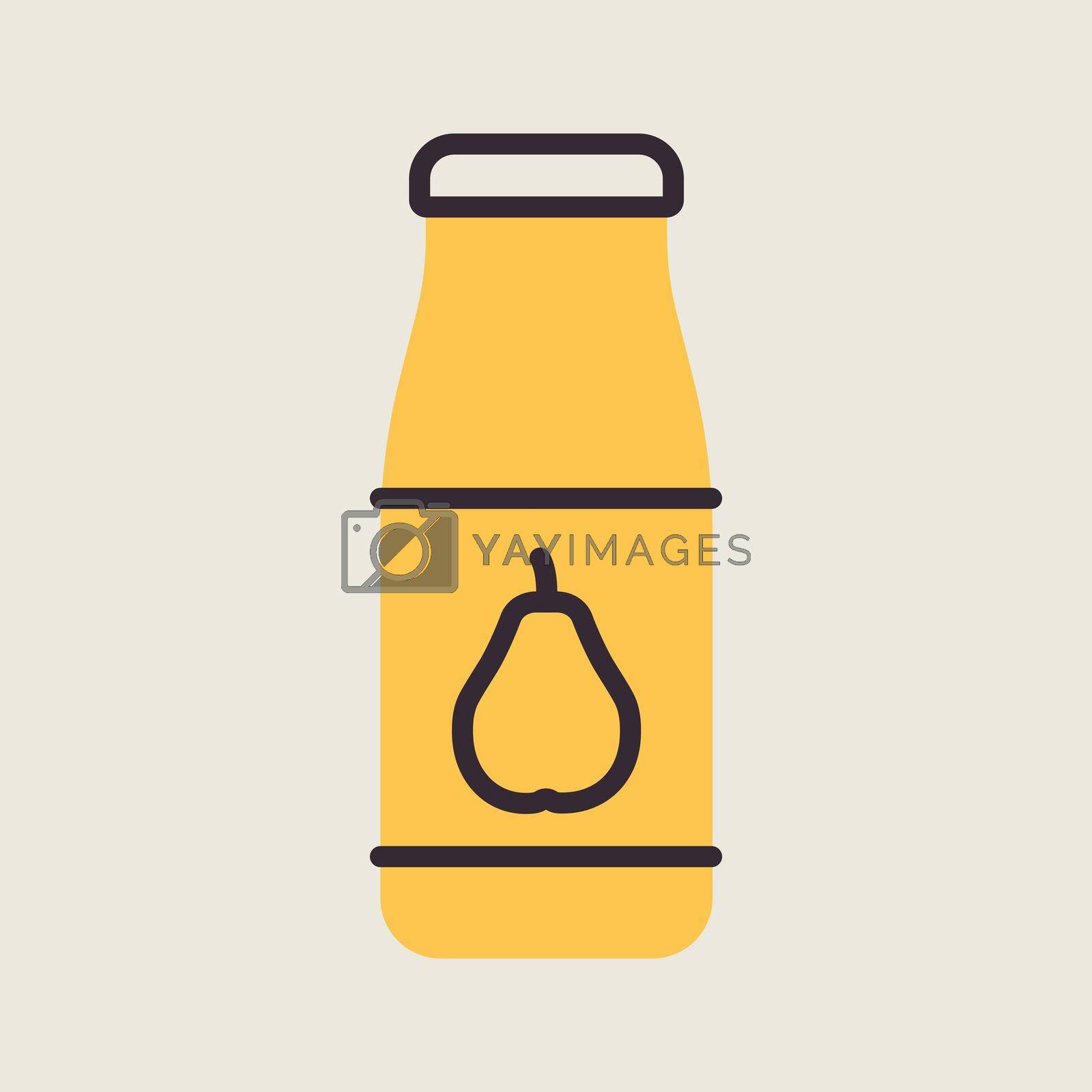 Bottle of pear juice isolated vector icon. Graph symbol for children and newborn babies web site and apps design, logo, app, UI