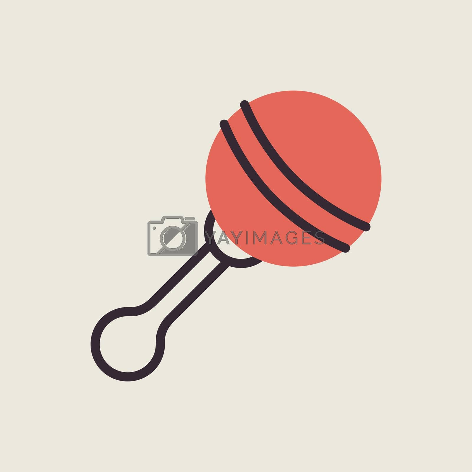 Baby rattle toy vector isolated icon. Graph symbol for children and newborn babies web site and apps design, logo, app, UI