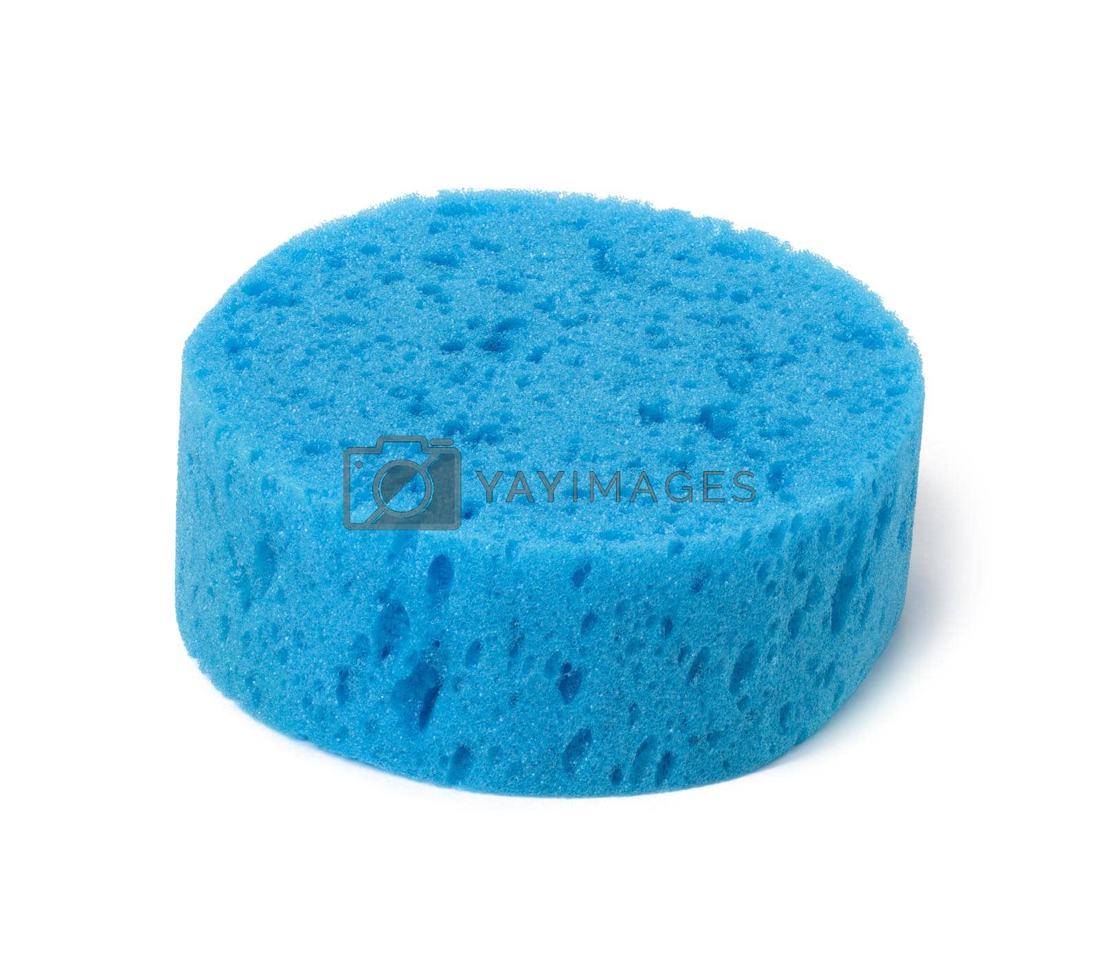 Royalty free image of round blue bath sponge isolated on white background by ndanko