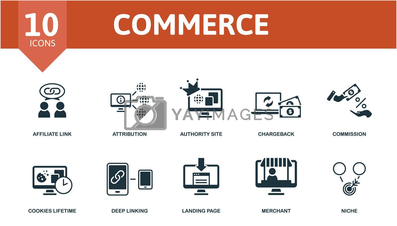 Royalty free image of Commerce set icon. Editable icons commerce theme such as affiliate link, authority site, commission and more. by simakovavector