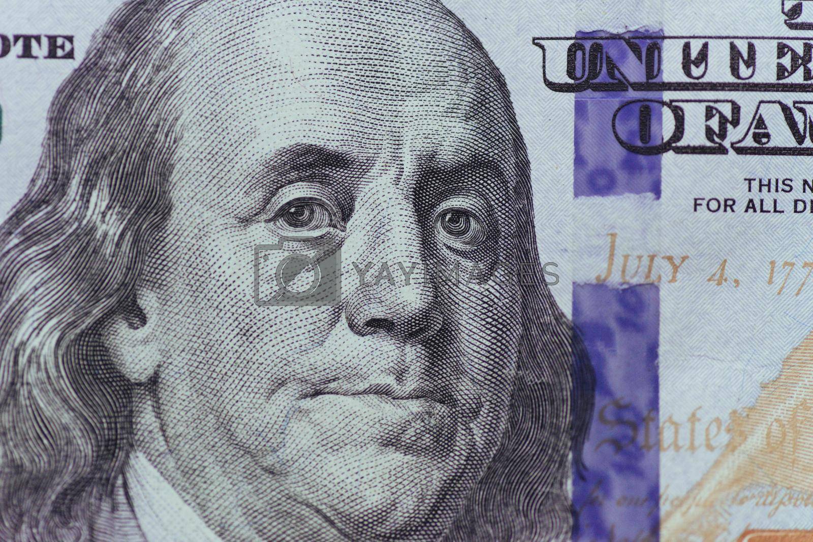 Royalty free image of close up of Franklin on 100 dollars bill by Standret