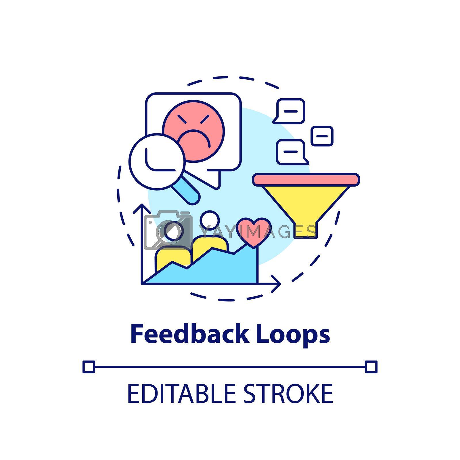 Feedback loops concept icon. Complaints and suggestions. Solving for customer needs abstract idea thin line illustration. Isolated outline drawing. Editable stroke. Arial, Myriad Pro-Bold fonts used